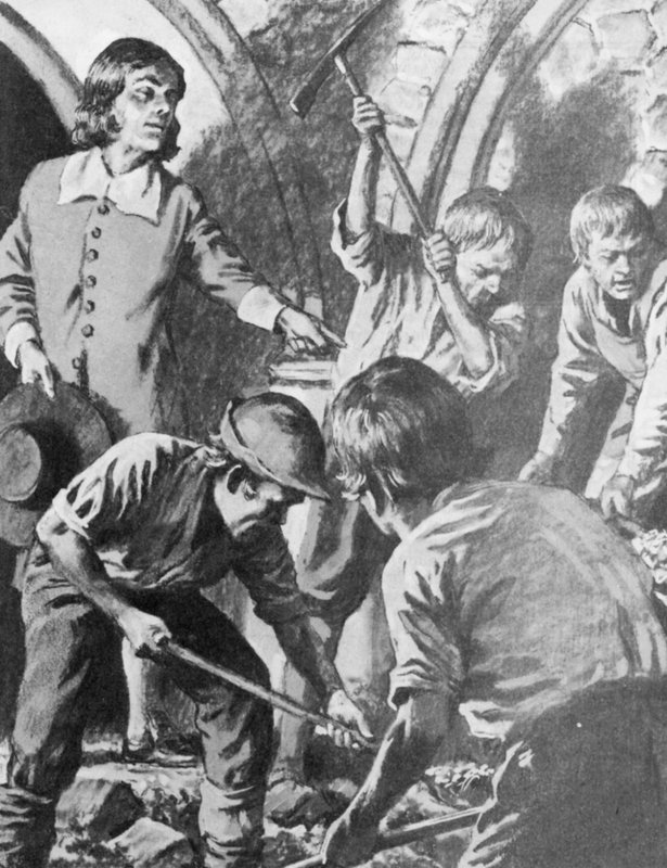 Samuel Pepys probeert de schat van John Barkstead te vinden in de Tower of London door English School