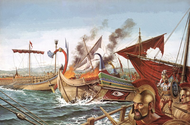 De Slag bij Salamis, 480 v.Chr. door English School