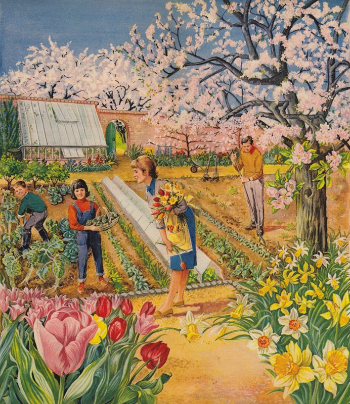 De tuin in de lente door English School