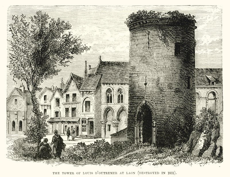 De toren van Louis DOutremer in Laon (vernietigd in 1831) door English School