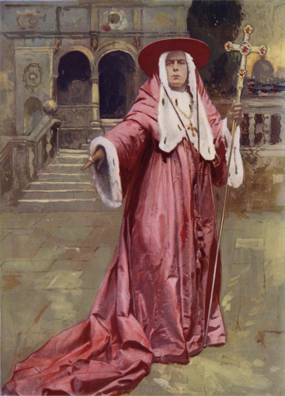 Mr E S Willard in The Cardinal door English Photographer