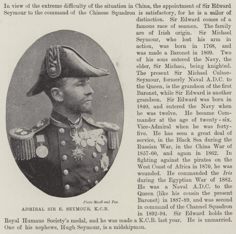 Admiraal Sir E Seymour, KCB door English Photographer