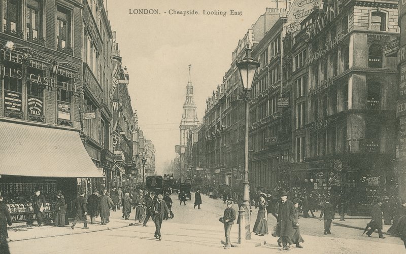 Cheapside kijkend naar het oosten, Londen door English Photographer