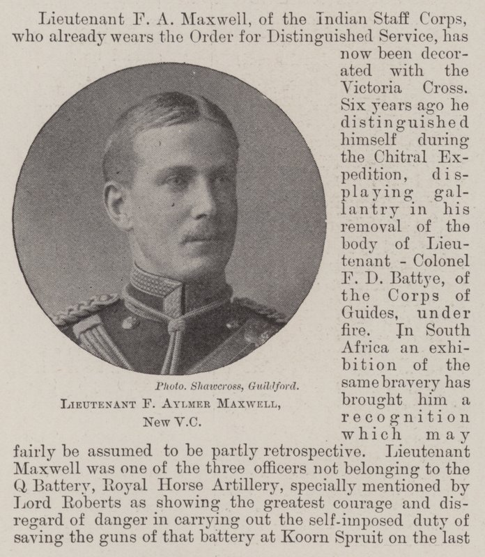 Luitenant F Aylmer Maxwell, nieuwe VC door English Photographer