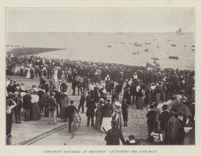 Life-Boat zaterdag in Brighton, lancering van de reddingsboot door English Photographer