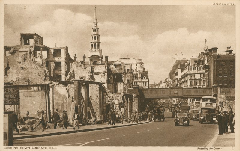 Kijkend naar beneden Ludgate Hill, Londen door English Photographer