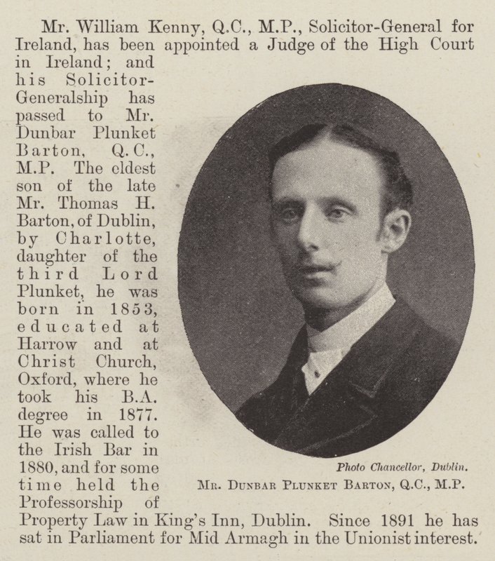 Mr Dunbar Plunket Barton, QC, MP door English Photographer