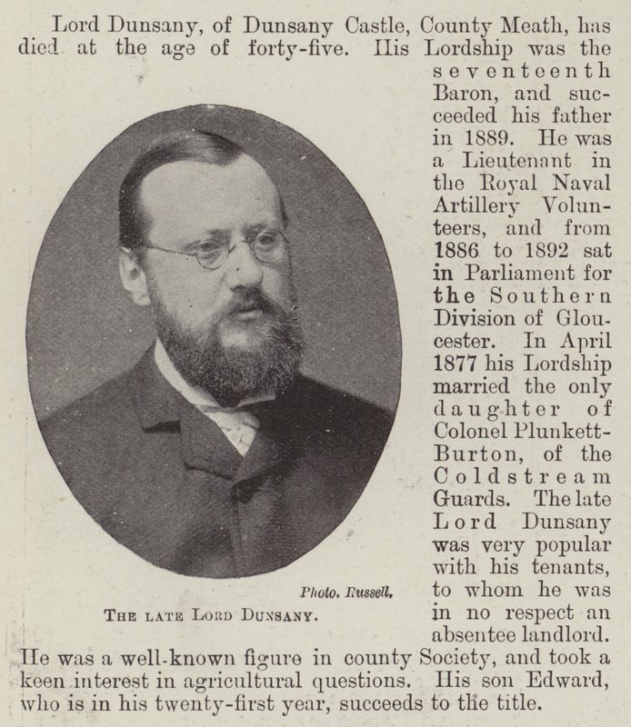 De overleden Lord Dunsany door English Photographer
