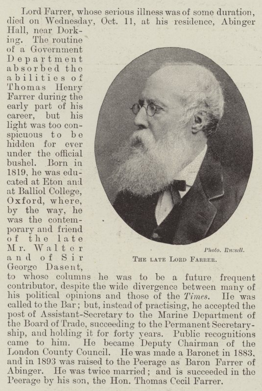 De wijlen Lord Farrer door English Photographer