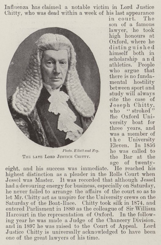 De overleden Lord Justice Chitty door English Photographer