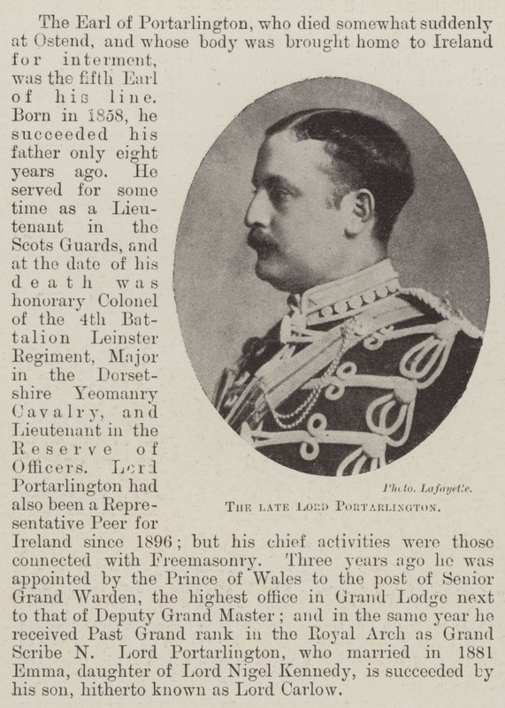 De overleden Lord Portarlington door English Photographer