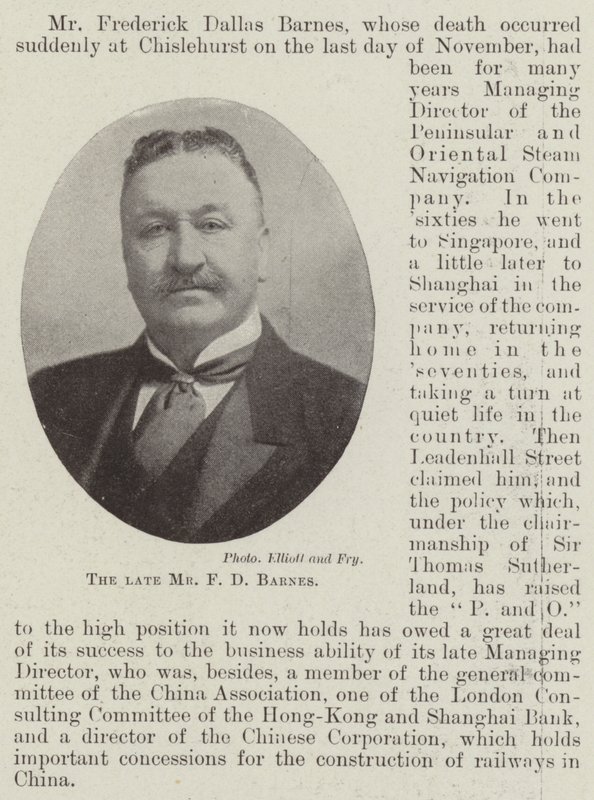 De overleden Mr. F D Barnes door English Photographer