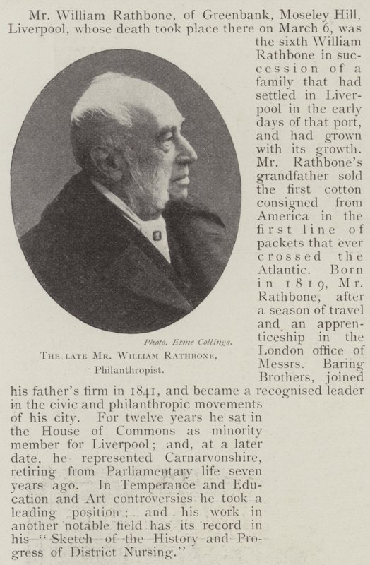 De wijlen de heer William Rathbone, filantroop door English Photographer