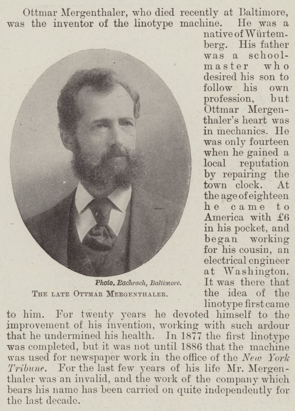 Wijlen Ottmar Mergenthaler door English Photographer