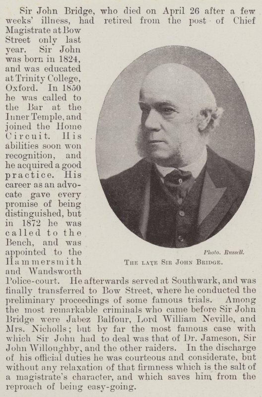 De overleden Sir John Bridge door English Photographer