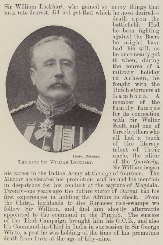 De overleden Sir William Lockhart door English Photographer