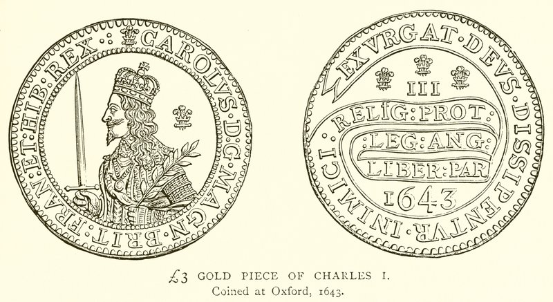 £3 gouden muntstuk van Charles I door English School