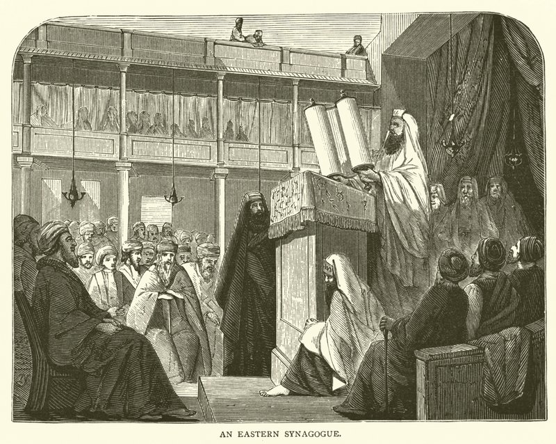 Een Oosterse Synagoge (gravure) door English School