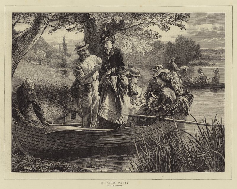 Een Waterpartij (gravure) door English School