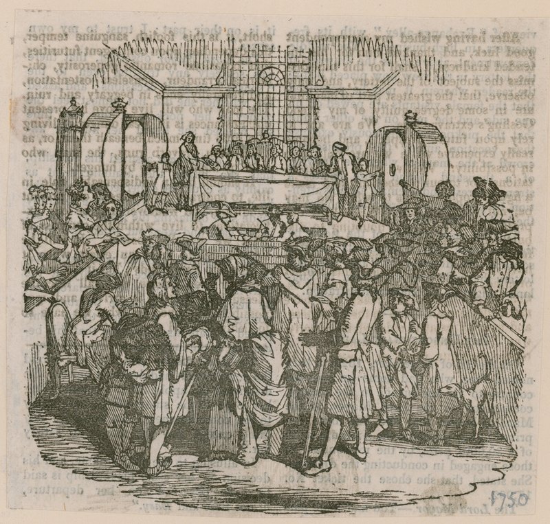 Een loterij; gedateerd 1750 door English School
