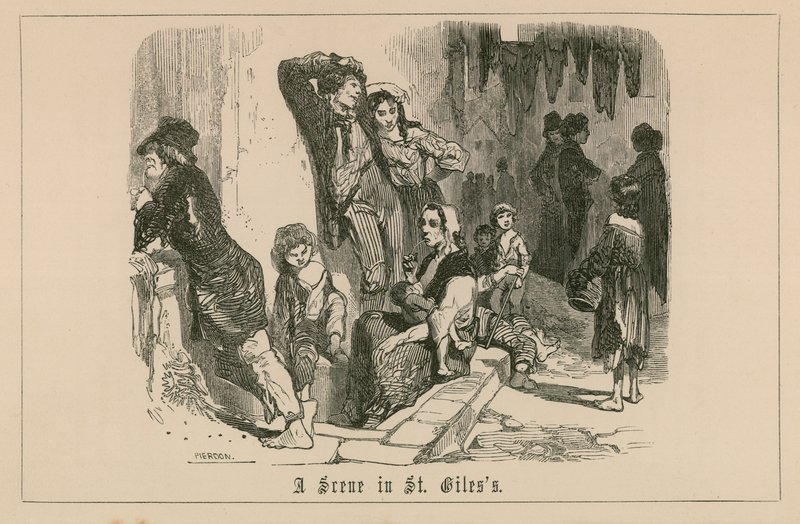 Een scène in St Giles door English School