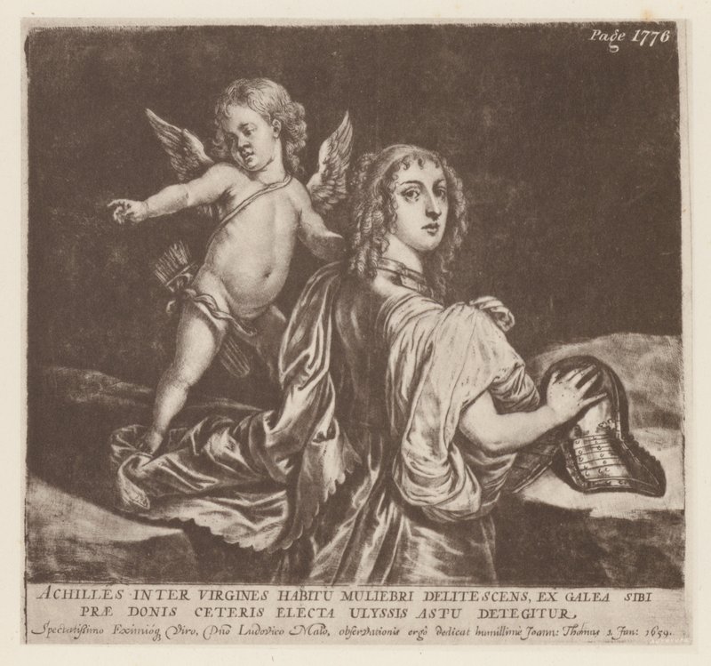 Achilles en Cupido door English School
