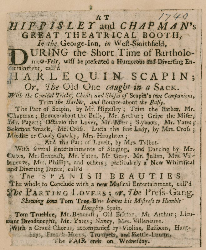 Advertentie voor Bartholomew Fair door English School