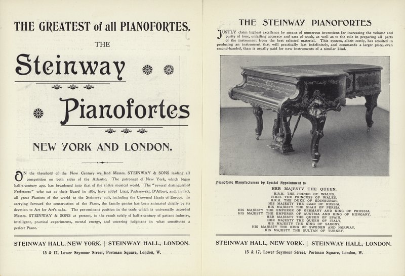 Advertentie voor Steinway piano
