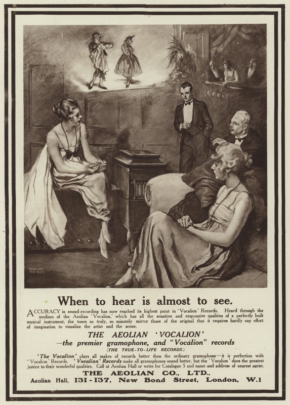 Advertentie voor de Aeolian Vocalion grammofoon door English School