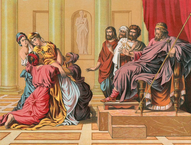 Ahasverus en koningin Esther door English School
