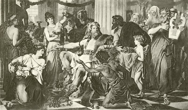 Alarik in Athene (gravure) door English School