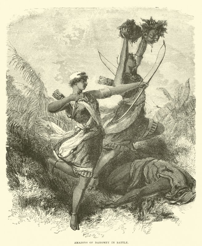 Amazones van Dahomey in gevecht door English School