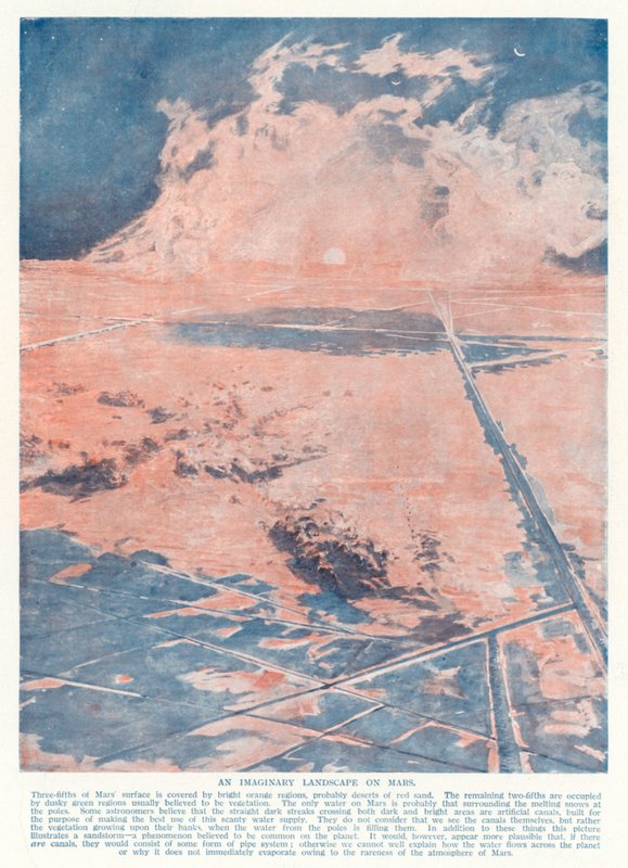 Een denkbeeldig landschap op Mars door English School