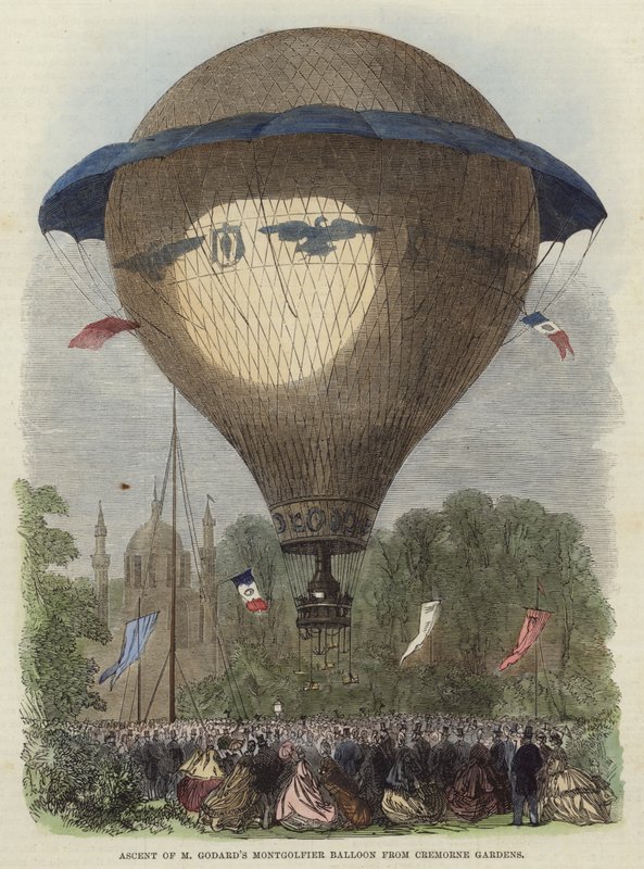 Opstijging van M Godards Montgolfier Ballon door English School