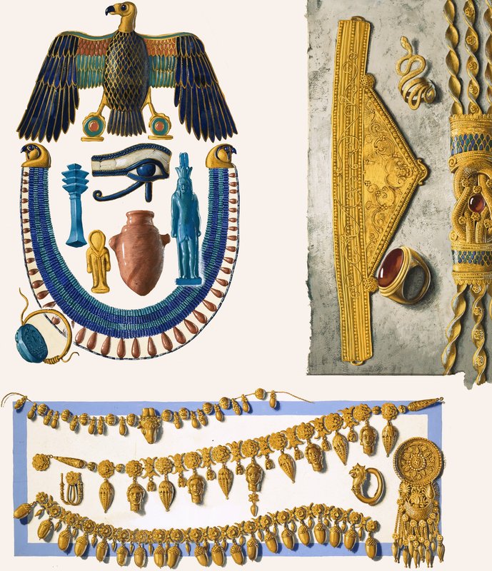 Assortiment niet-geïdentificeerde Egyptische sieraden door English School