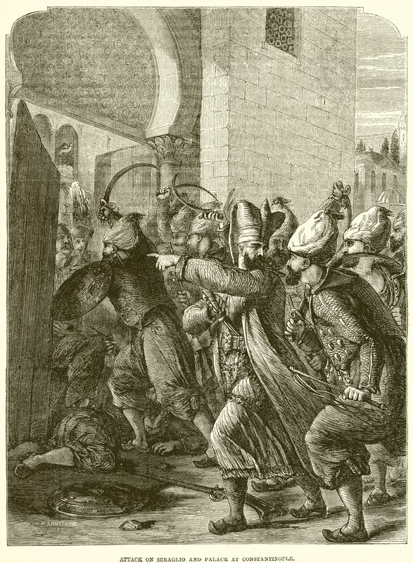 Aanval op het Serail en het Paleis in Constantinopel door English School