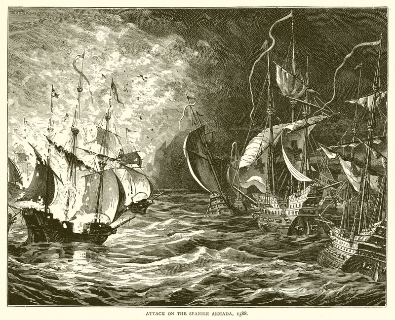 Aanval op de Spaanse Armada, 1588 door English School