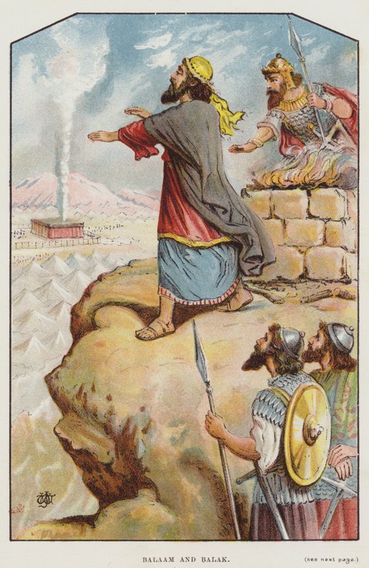 Balaam en Balak (kleur litho) door English School