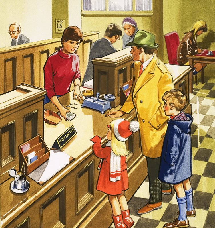 Bankbediende door English School