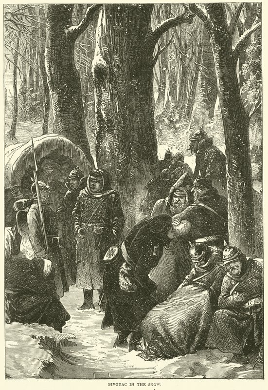 Bivak in de sneeuw, november 1870 door English School