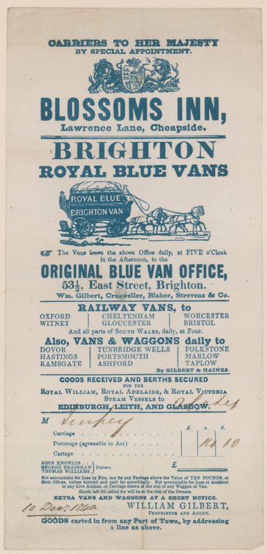 Blossoms Inn, Lawrence Lane, Cheapside, Bill door English School
