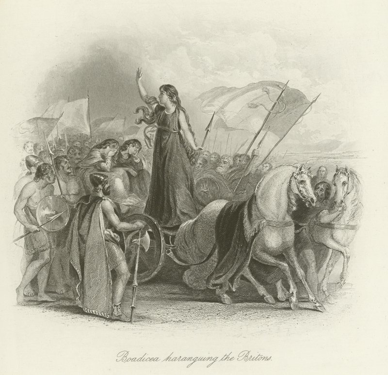 Boadicea die de Britten toespreekt door English School