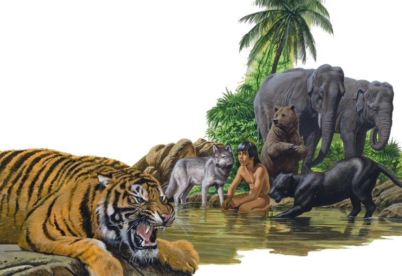 Jongen en dieren door English School