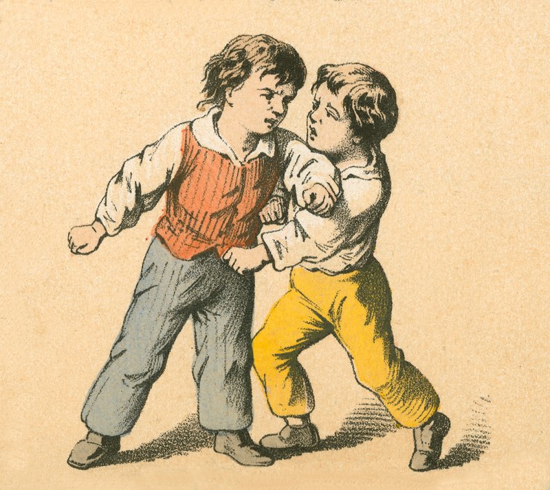 Vechtende jongens door English School