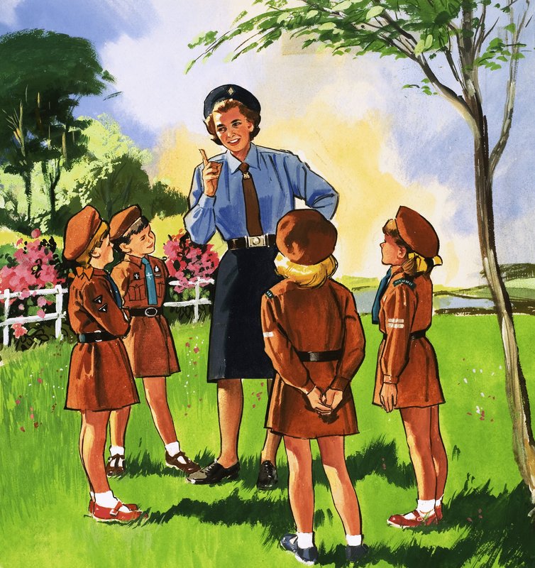 Bruine Uil en haar Brownie groep door English School