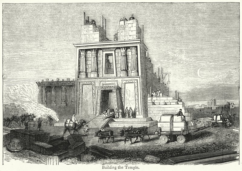 De Tempel Bouwen (gravure) door English School