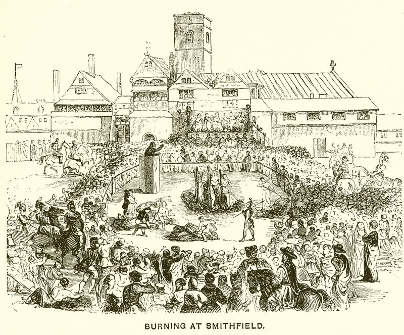 Brandstapel in Smithfield door English School