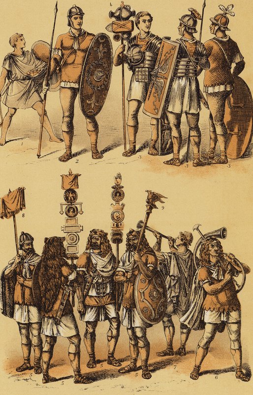 Caesar, Gallische Oorlog: Romeinse soldaten door English School