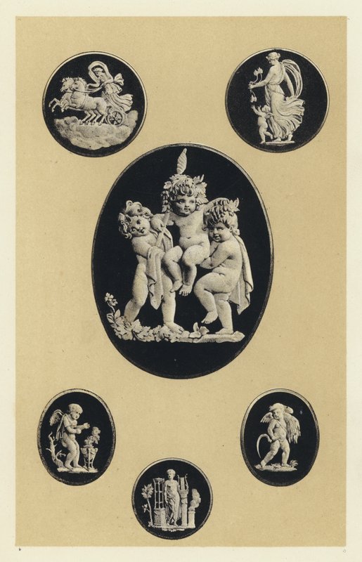 Cameeën in oud Wedgwood-aardewerk door English School
