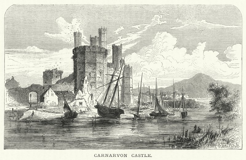 Kasteel van Carnarvon (gravure) door English School